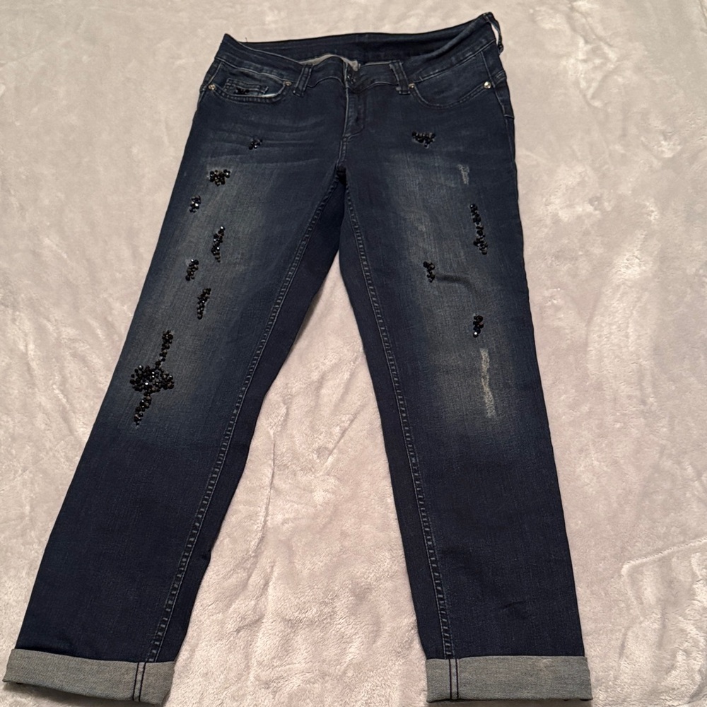 LIU JO Dark Wash Women's Jeans with Sequin beads Accents skinny size 30